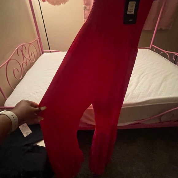 Red Linen Jump Suit - Picture 7 of 8